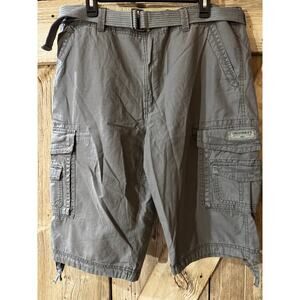 Unionbay Cargo Shorts Men's Size 36 Gray With Belt & Side Strings